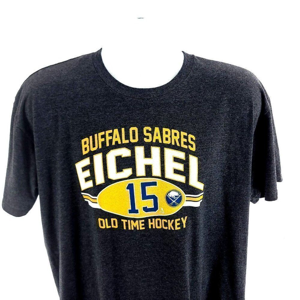 NHL Old‎ Time Hockey Buffalo Sabres Eichel 15 Cotton Polyester XL Gray T-Shirt